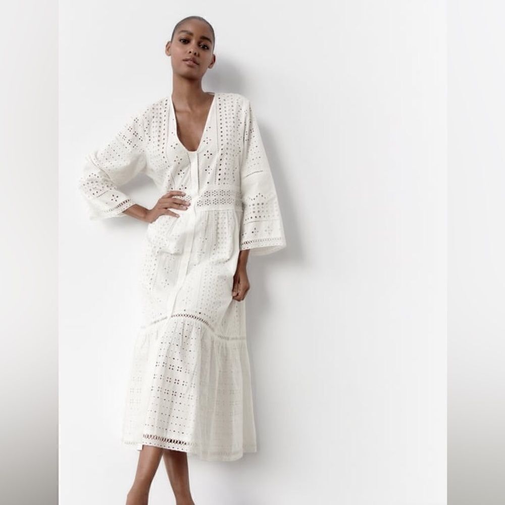 Zara Embroidered Openwork Dress - Picture 5 of 10